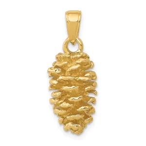 14K Gold 3D Pinecone Pendant for Men Solid Cast Design