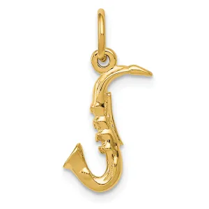 14K Gold 3D Saxophone Charm with Polished Textured Finish