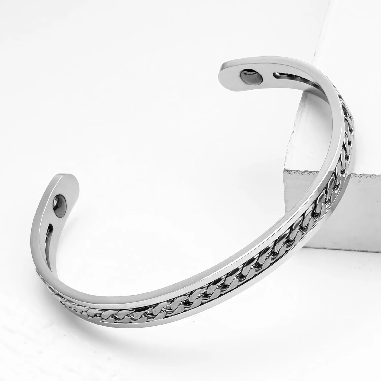 14K Gold / 925 Silver Bracelets for Women Men Statement Adjustable Open Bangle Bracelets Simple Minimalist Cuff Bracelets Cool Stainless Steel Jewelry Birthday Halloween Christmas Gifts for Women Men