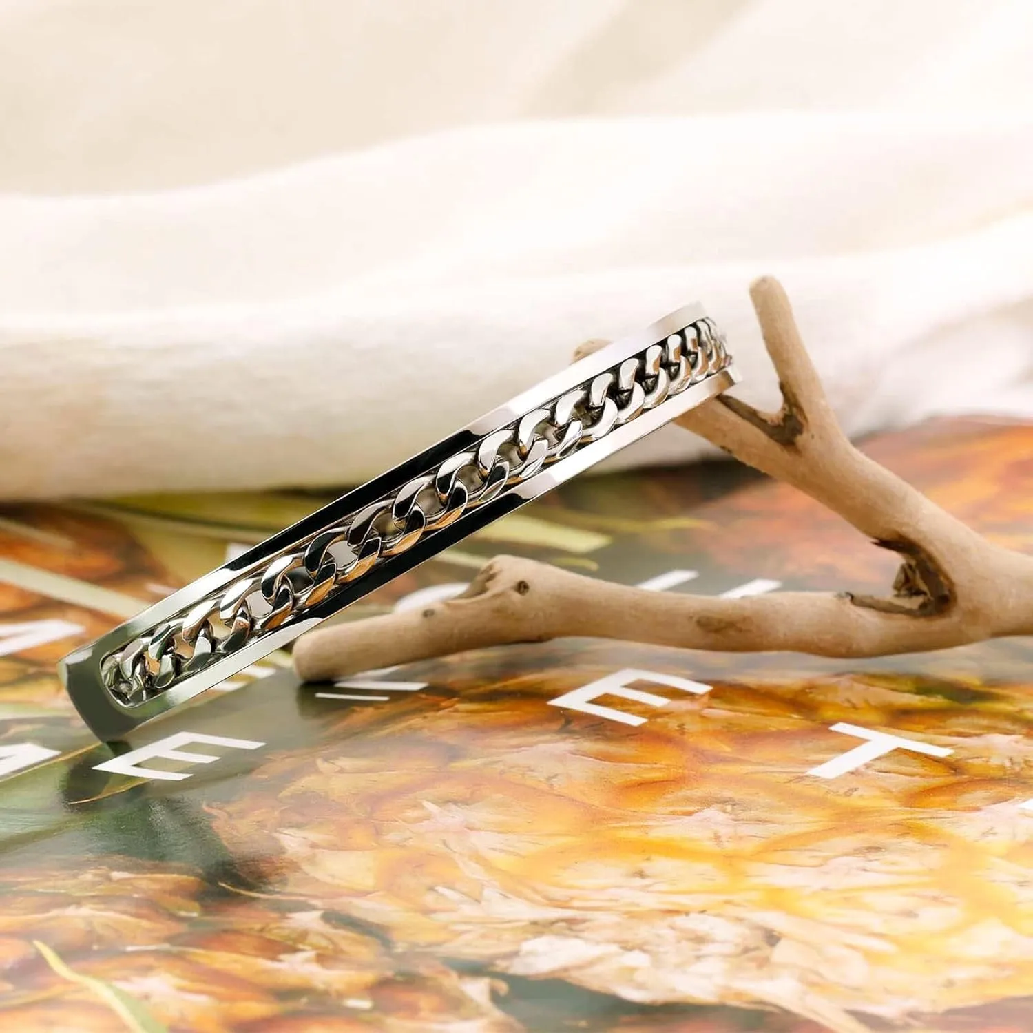 14K Gold / 925 Silver Bracelets for Women Men Statement Adjustable Open Bangle Bracelets Simple Minimalist Cuff Bracelets Cool Stainless Steel Jewelry Birthday Halloween Christmas Gifts for Women Men
