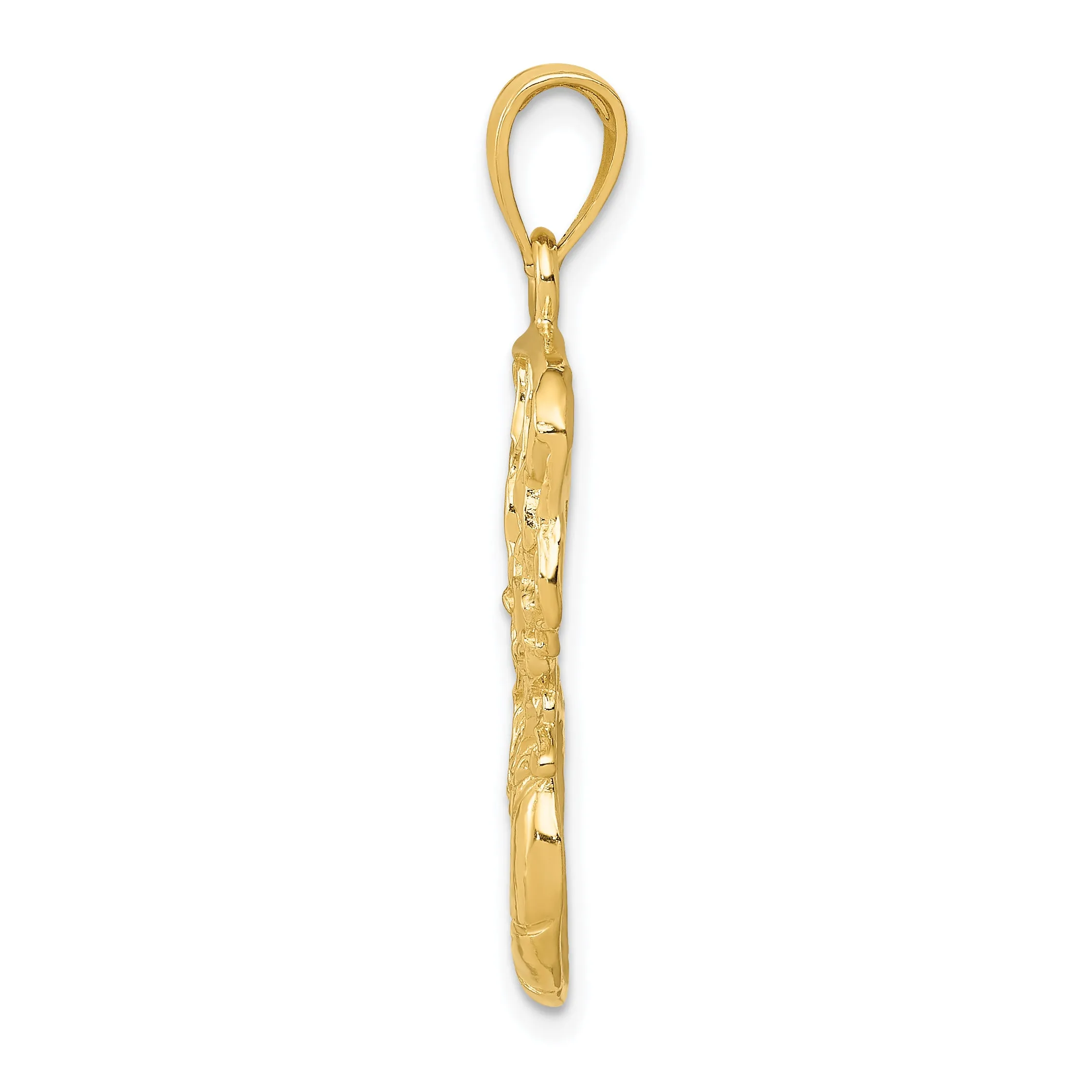 14K Gold Basketball and Net Pendant for Men  Polished, Solid Design