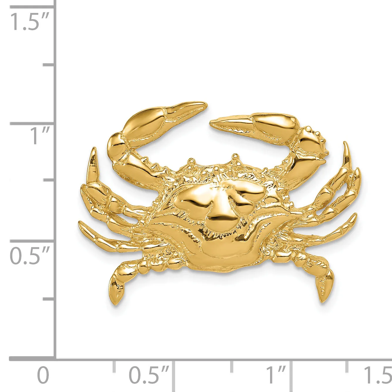 14K Gold Blue Crab Slide Pendant with Polished Finish for Omega Chains