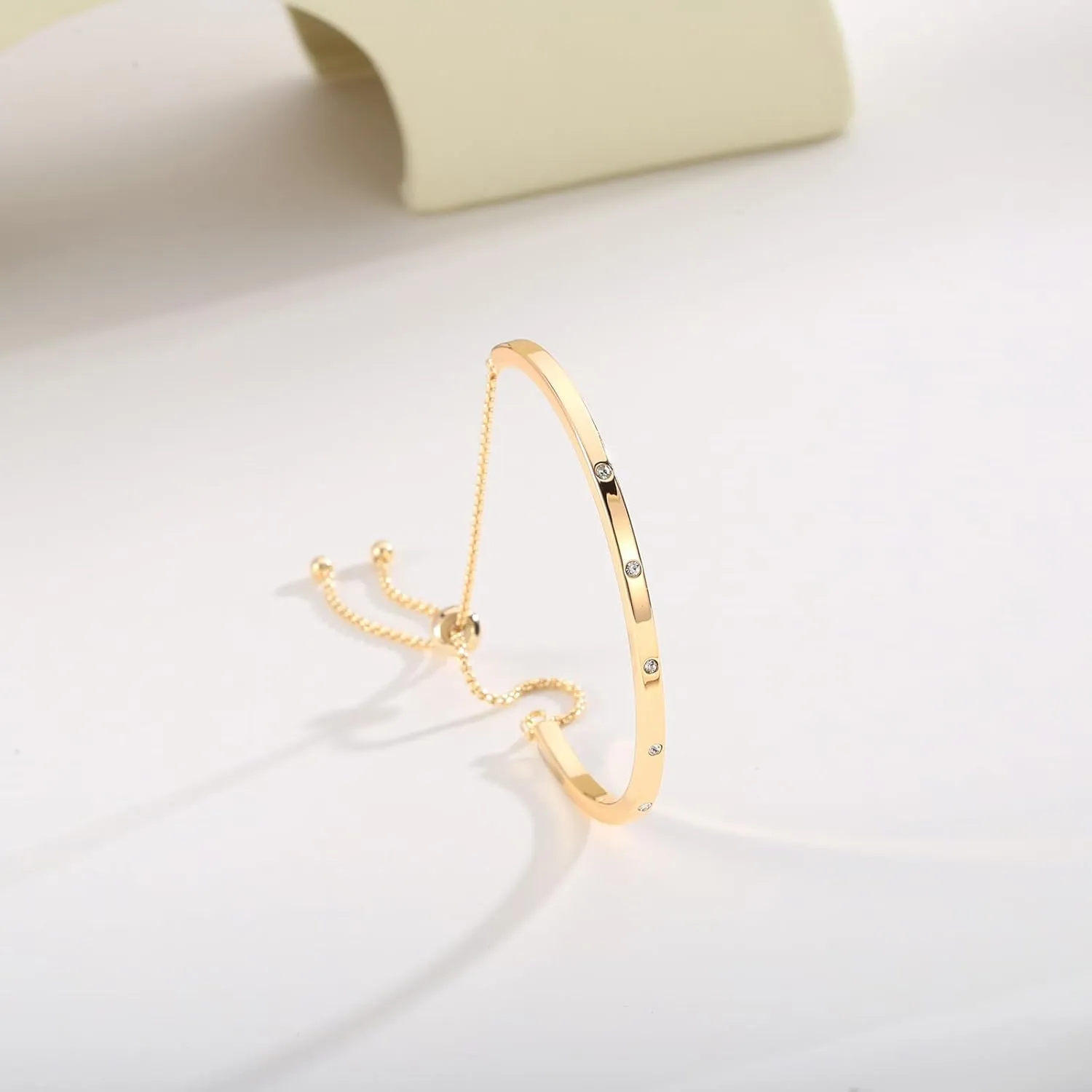 14K Gold Bracelets for Women Adjustable Slider Bracelet Bangle Bracelets for Women Gold Chain Bracelet