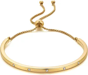 14K Gold Bracelets for Women Adjustable Slider Bracelet Bangle Bracelets for Women Gold Chain Bracelet