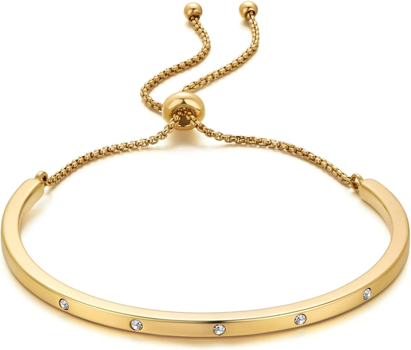 14K Gold Bracelets for Women Adjustable Slider Bracelet Bangle Bracelets for Women Gold Chain Bracelet