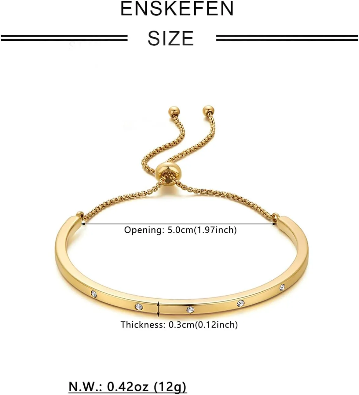 14K Gold Bracelets for Women Adjustable Slider Bracelet Bangle Bracelets for Women Gold Chain Bracelet