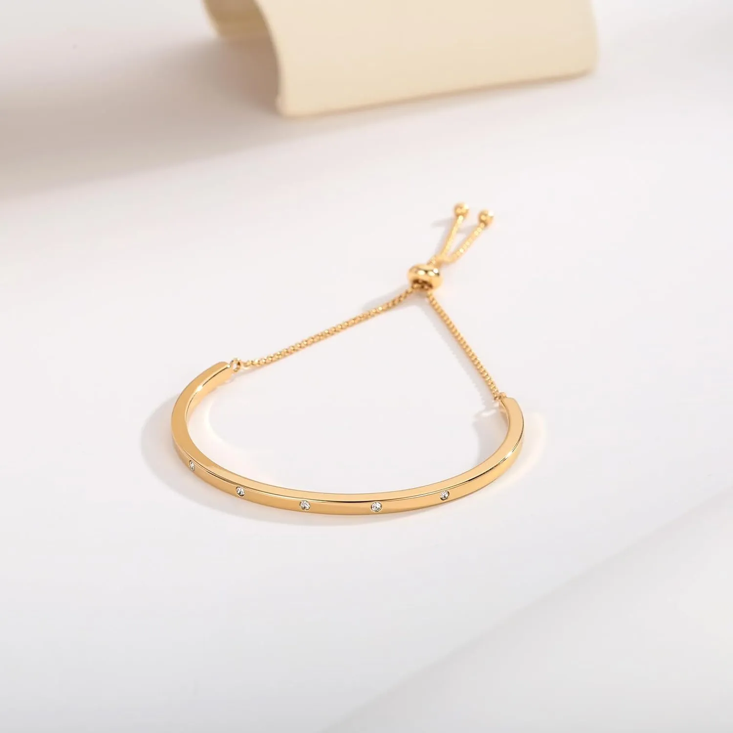 14K Gold Bracelets for Women Adjustable Slider Bracelet Bangle Bracelets for Women Gold Chain Bracelet