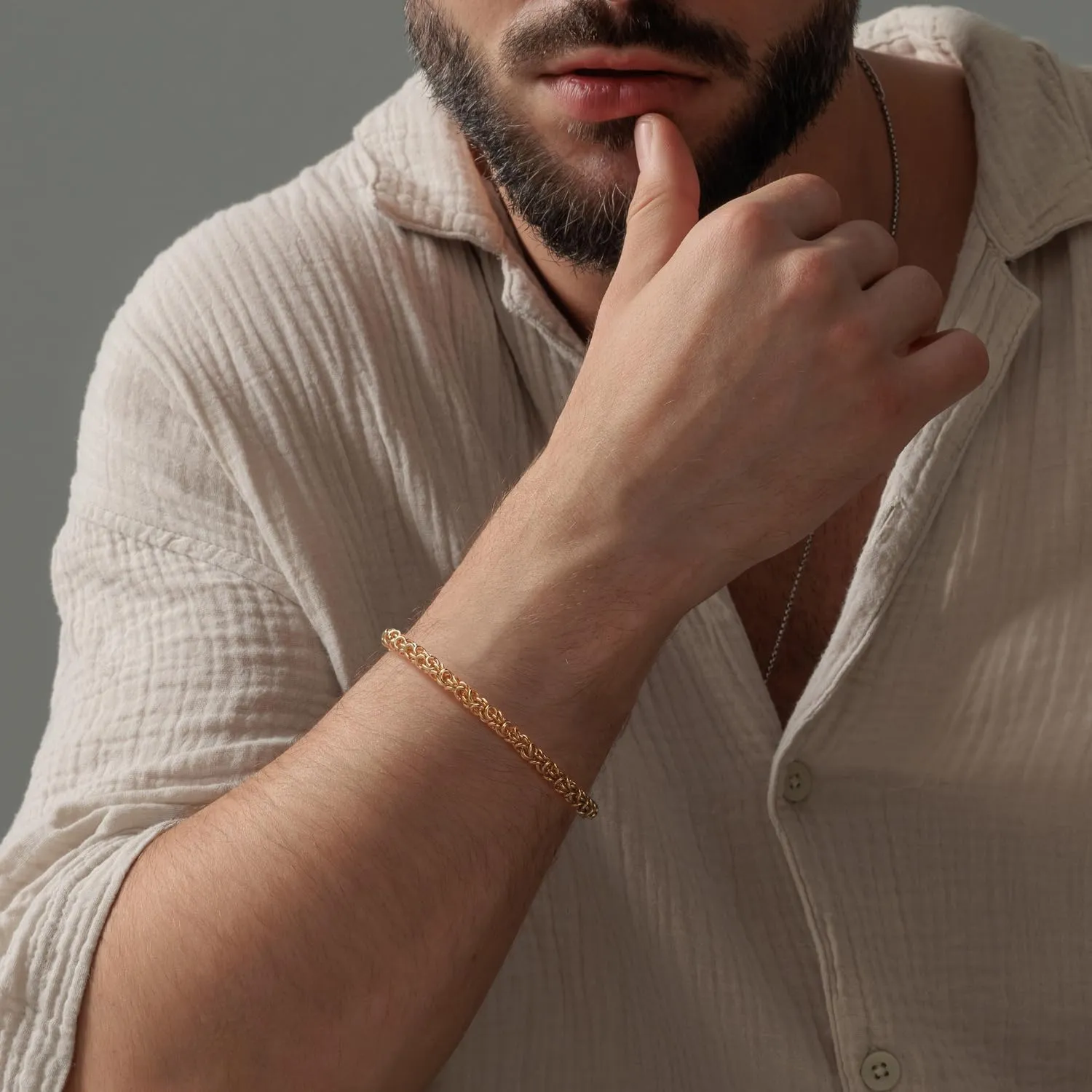 14K Gold Bracelets for Women & for Men Byzantine Link Chain Charm Bracelet for Womens & for Mens Non Tarnish Secure Lobster Clasp Jewelry 5 Sizes (6.5" 7" 7.5" 8" 9")