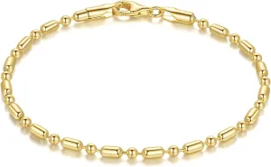 14k Gold Bracelets for Women Chain Chic 14k Gold Love Bracelet Beaded Charm Bracelets for Women with Lobster Clasp 6.5/7/7.5/8/9 in