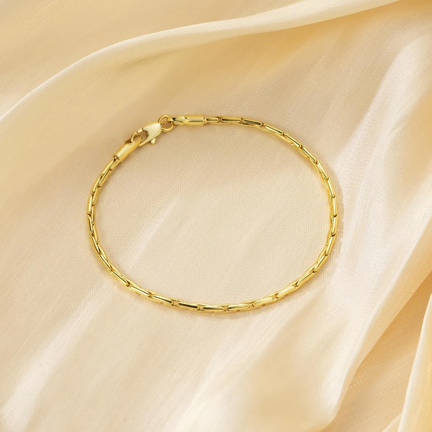 14K Gold Bracelets for Women Gold Bracelets for Women Delicate Link Chain Bracelet for Men Available in 5 Sizes (6.5, 7, 7.5, 8, 8.5in)