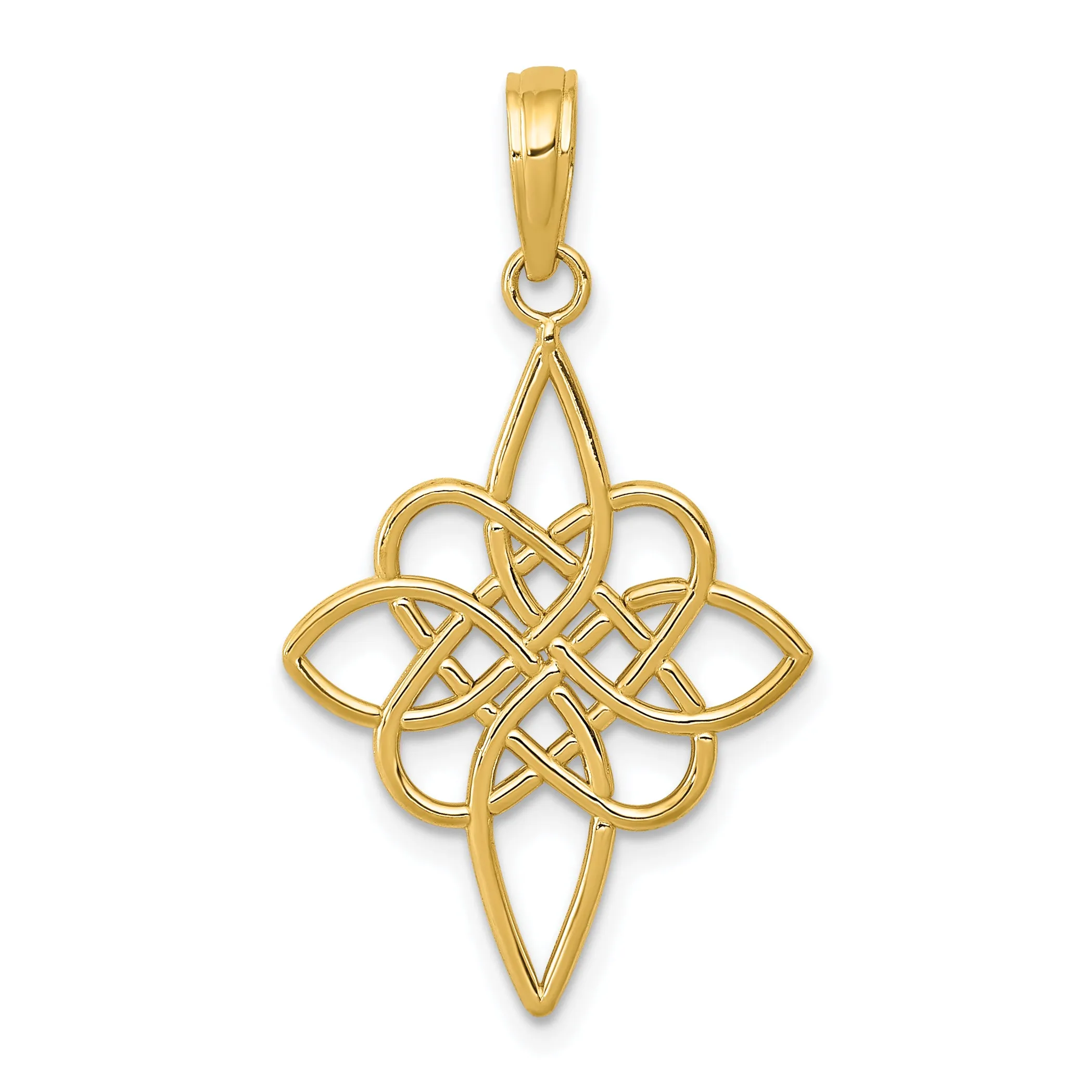 14K Gold Celtic Knot Pendant with Polished Finish Elegant Cast Design