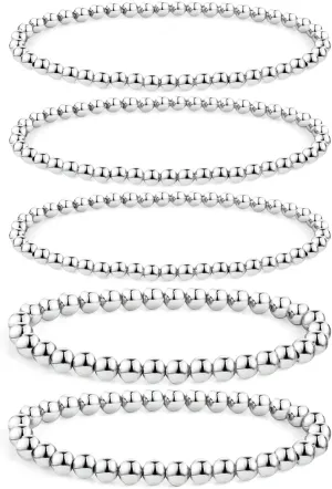 14K Gold Chai14K Gold Chain Bracelets Set for Women, Dainty Paperclip Link Bead Stackable Layered Bracelets Metal Fashion Jewelry