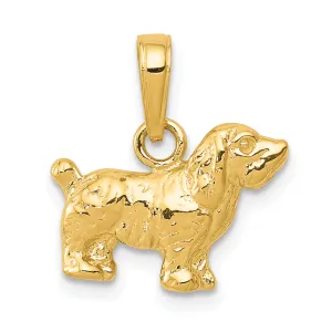 14K Gold Cocker Spaniel Pendant with Polished Finish and Textured Detail