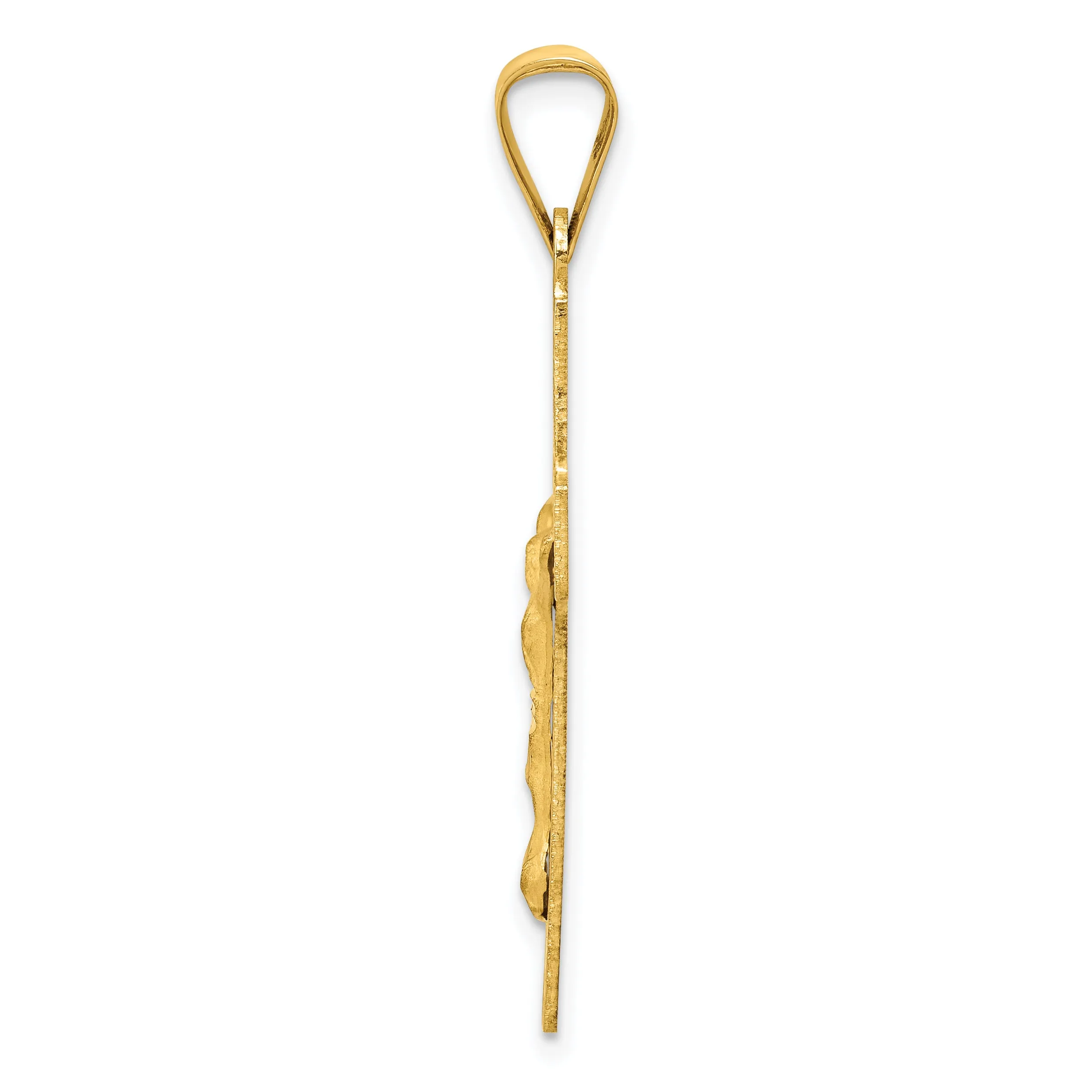 14K Gold Crucifix Pendant with Polished Satin Finish Elegant Design