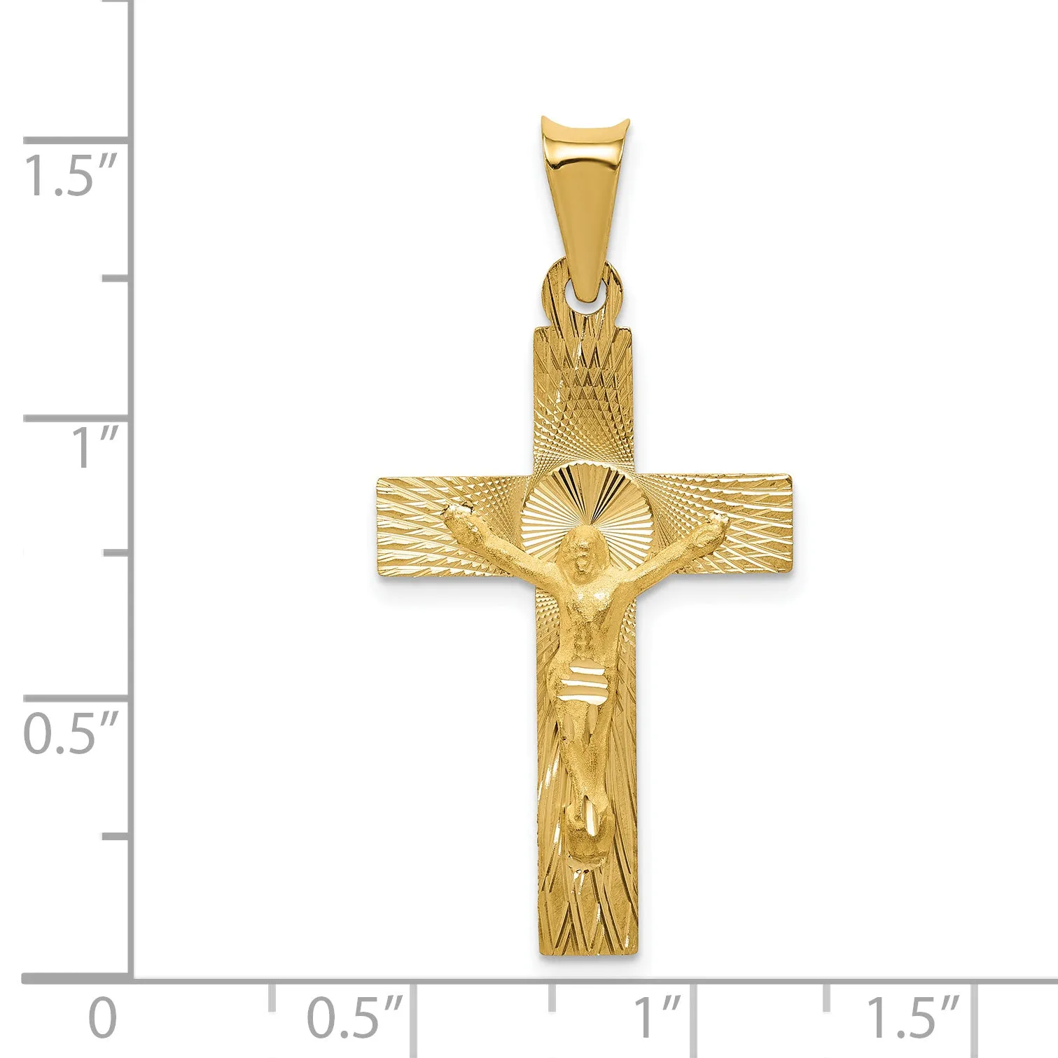 14K Gold Crucifix Pendant with Polished Satin Finish Elegant Design