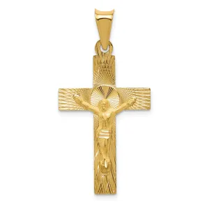 14K Gold Crucifix Pendant with Polished Satin Finish Elegant Design