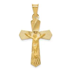 14K Gold Crucifix Pendant with Polished Satin Finish Elegant Solid Design