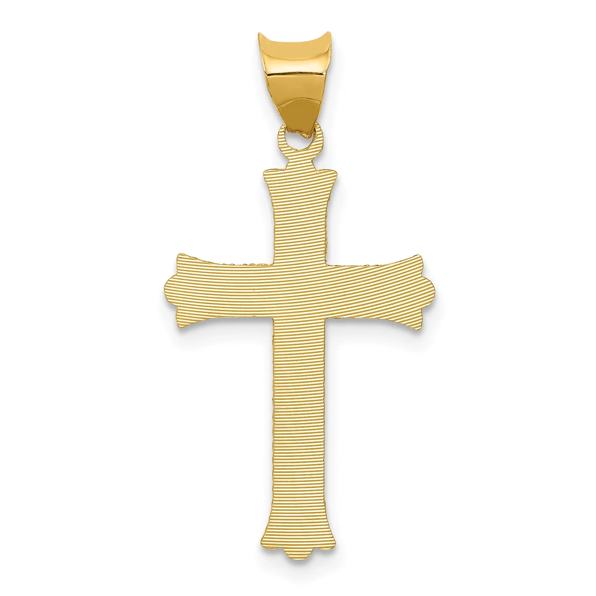 14K Gold Crucifix Pendant with Polished Satin Finish Semi-Solid Design