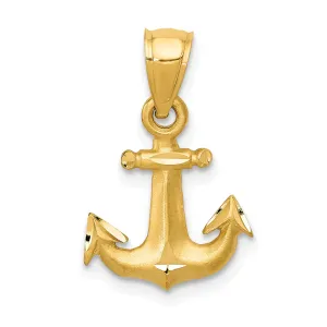14K Gold Diamond-Cut Anchor Pendant for Men Solid & Casted