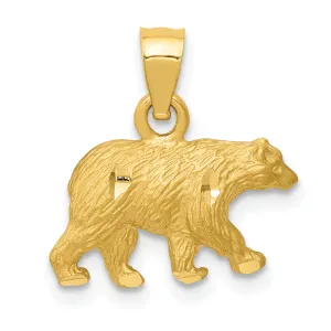14K Gold Diamond-Cut Bear Pendant for Men Solid, Casted Design