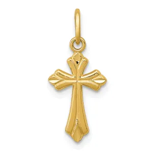 14K Gold Diamond-Cut Cross Charm with Polished Finish  Elegant & Solid