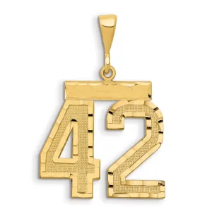 14K Gold Diamond-Cut Large Number 42 Charm with Brushed Finish