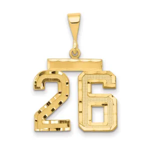 14K Gold Diamond-Cut Number 26 Charm in Polished Yellow Gold