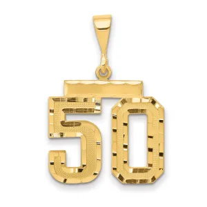 14K Gold Diamond-Cut Number 50 Charm in Polished Finish Medium
