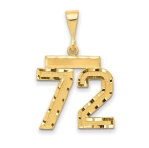14K Gold Diamond-Cut Number 72 Charm Polished, Medium