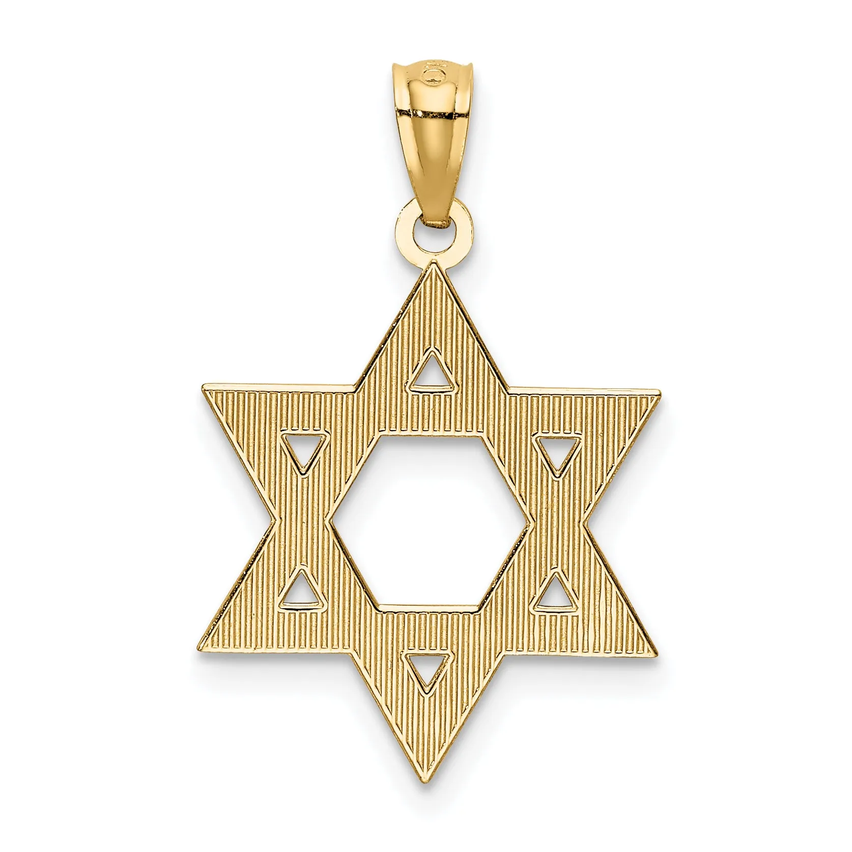 14K Gold Diamond-Cut Polished Star of David Pendant  Elegant Solid Design