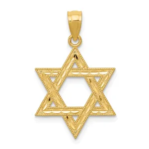 14K Gold Diamond-Cut Polished Star of David Pendant  Elegant Solid Design