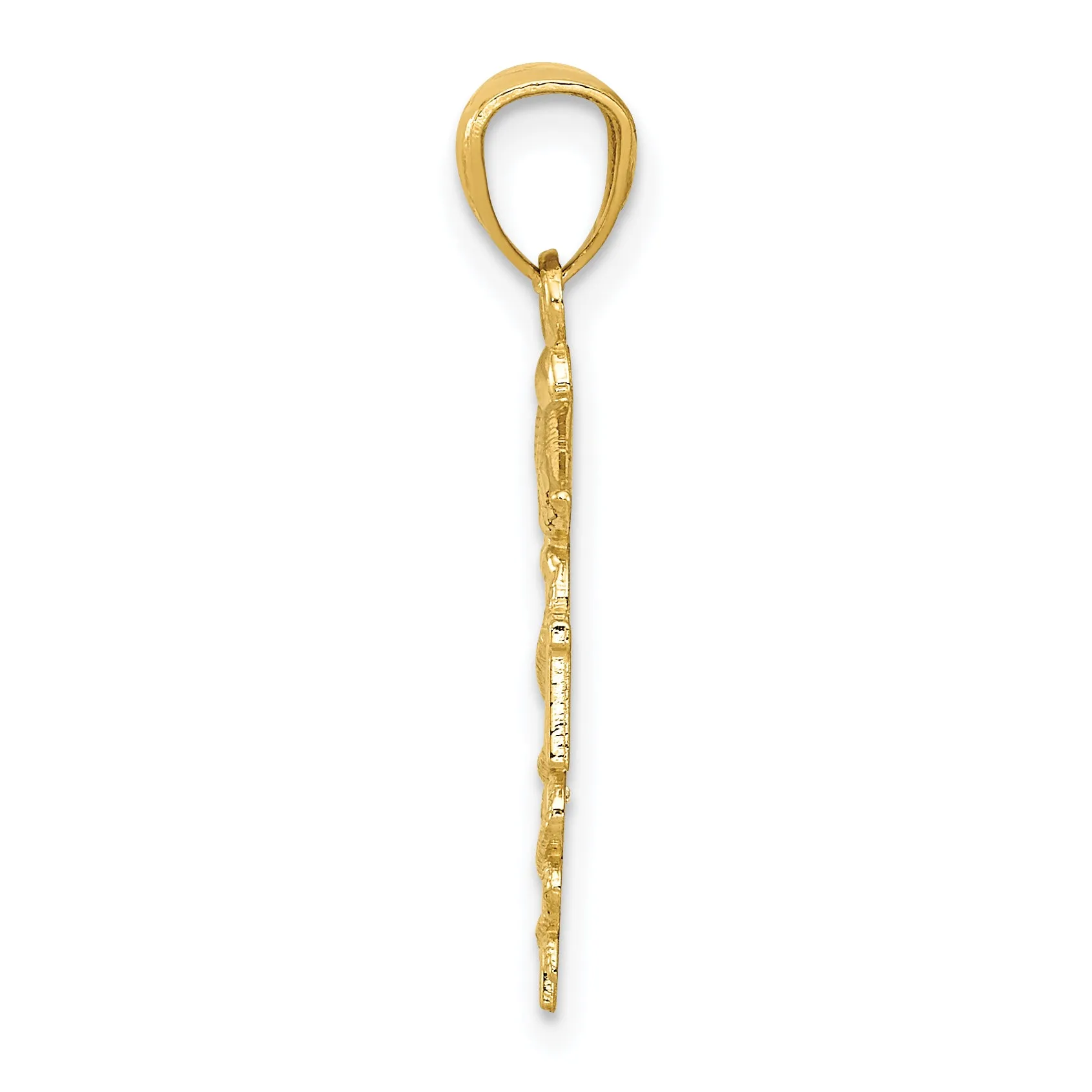 14K Gold Diamond-Cut RN Nurse Pendant with Polished Finish