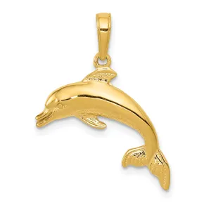14K Gold Dolphin Pendant for Men  Solid Casted Elegant Design