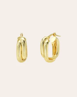 14K Gold Double Twist Oval Hoop Earrings