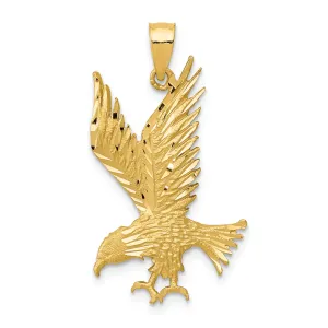 14K Gold Eagle Pendant with Polished Diamond-Cut Finish for Men