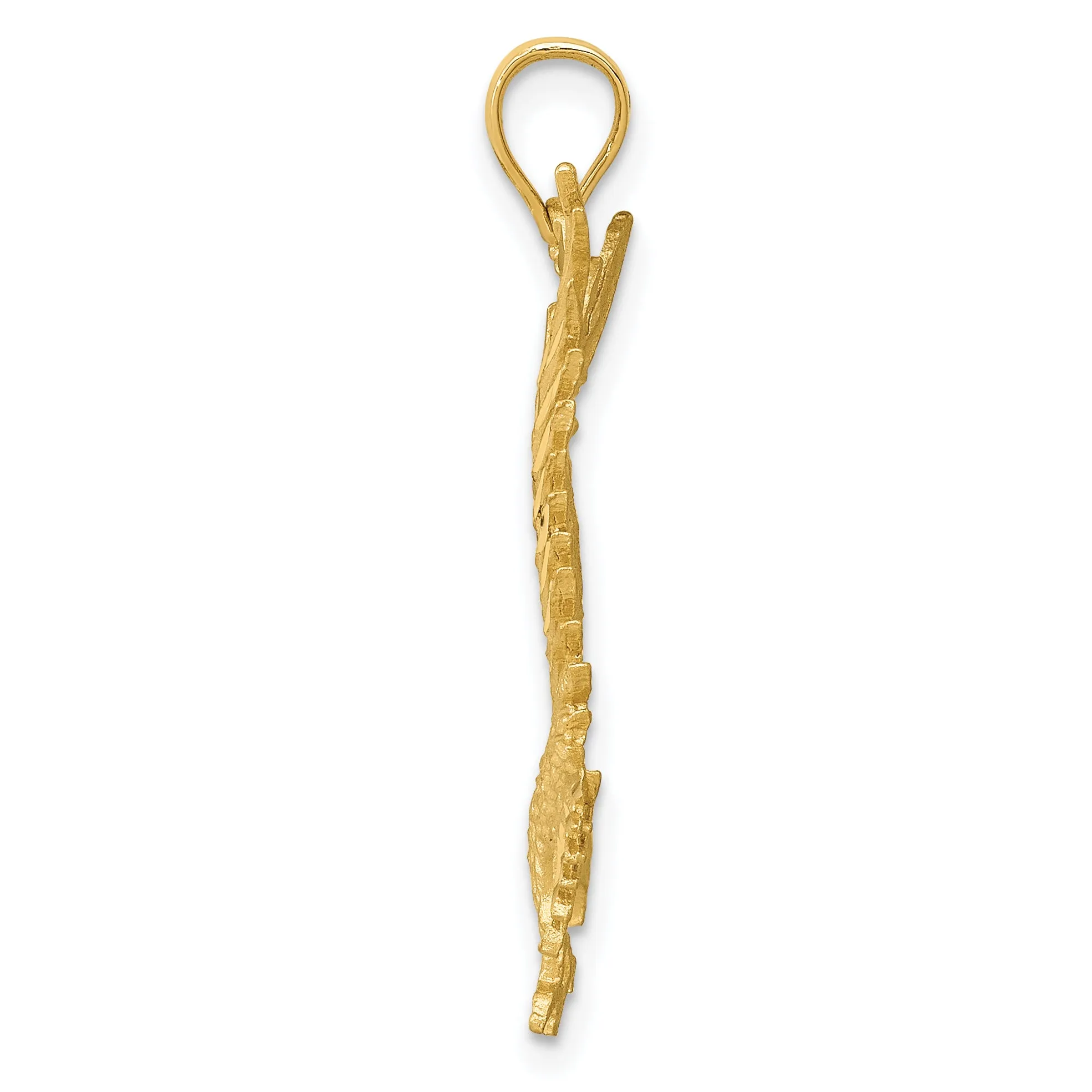 14K Gold Eagle Pendant with Polished Diamond-Cut Finish for Men