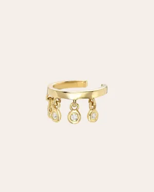 14k Gold Ear Cuff with Diamond Fringes