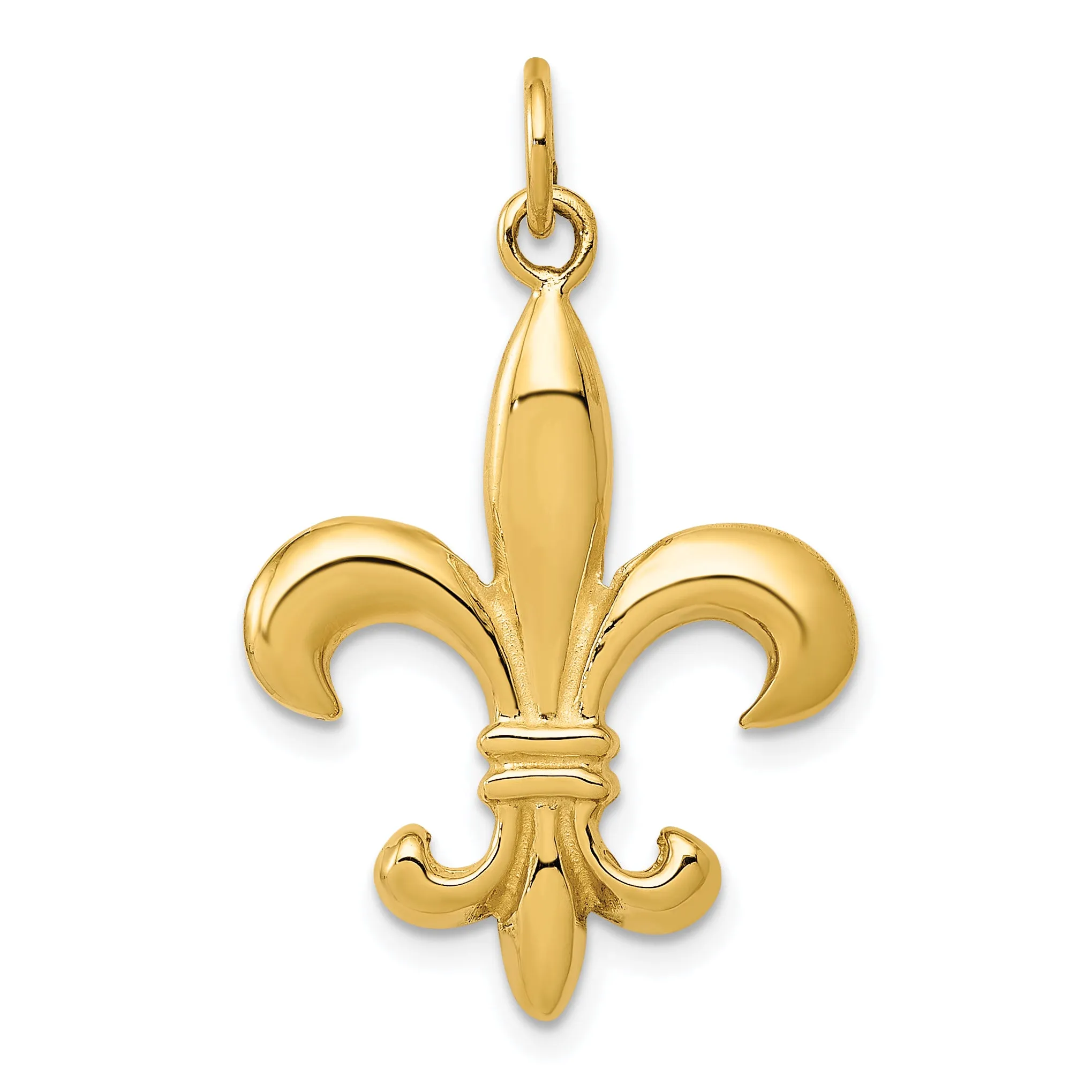14K Gold Fleur de Lis 3D Men's Charm with Polished Finish