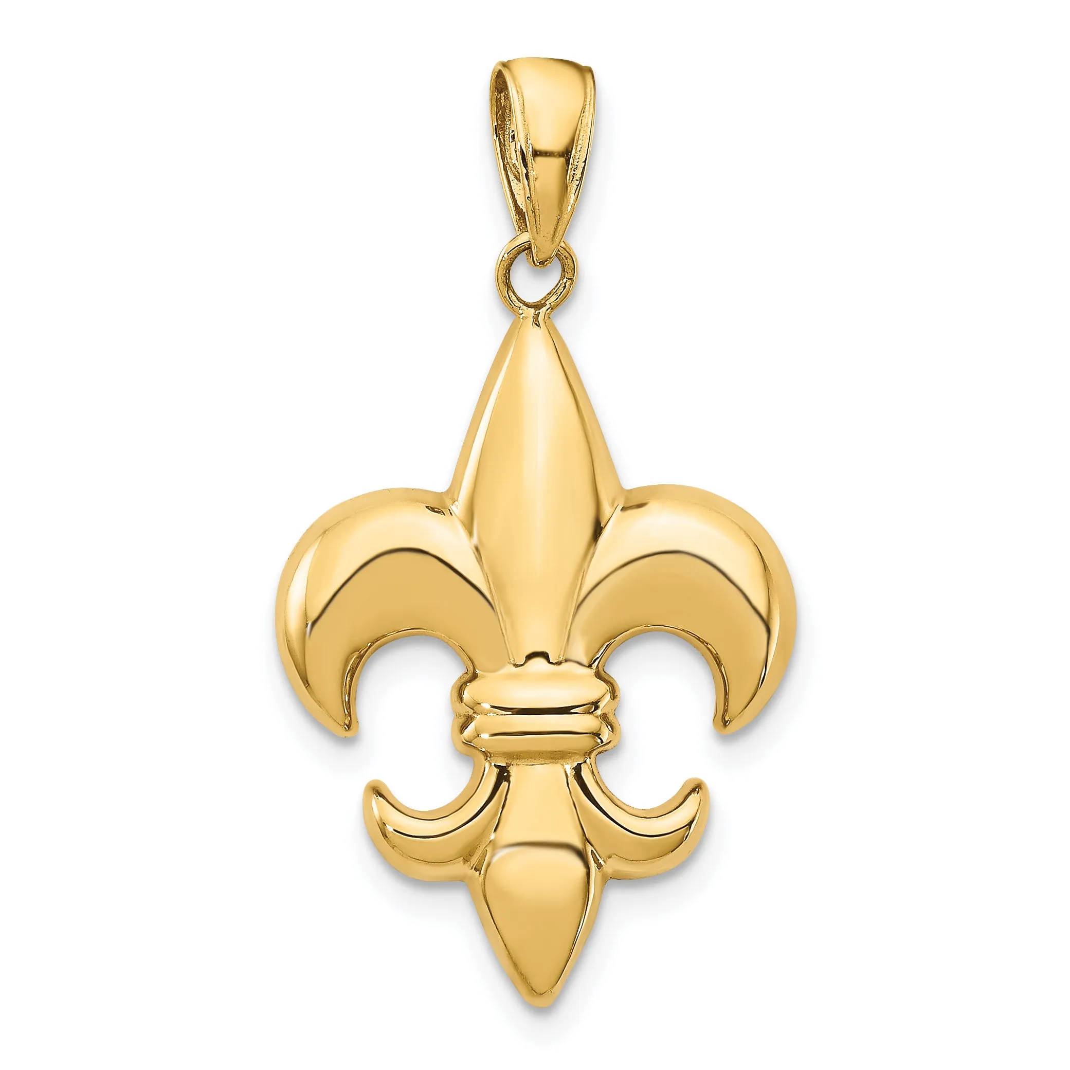 14K Gold Fleur-De-Lis Pendant for Men with Polished Finish