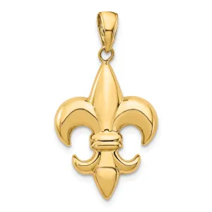 14K Gold Fleur-De-Lis Pendant for Men with Polished Finish