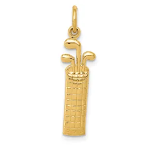 14K Gold Golf Bag Charm for Men Textured Themed Pendant
