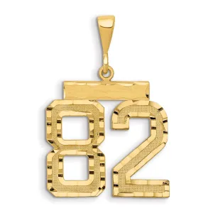 14K Gold Large Diamond-Cut Number 82 Charm with Brushed Finish
