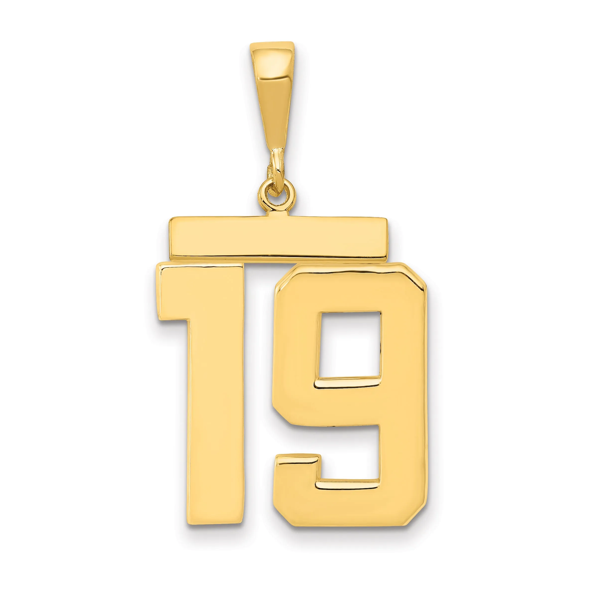 14K Gold Large Polished Number 19 Charm Elegant & Themed