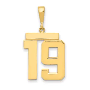 14K Gold Large Polished Number 19 Charm Elegant & Themed