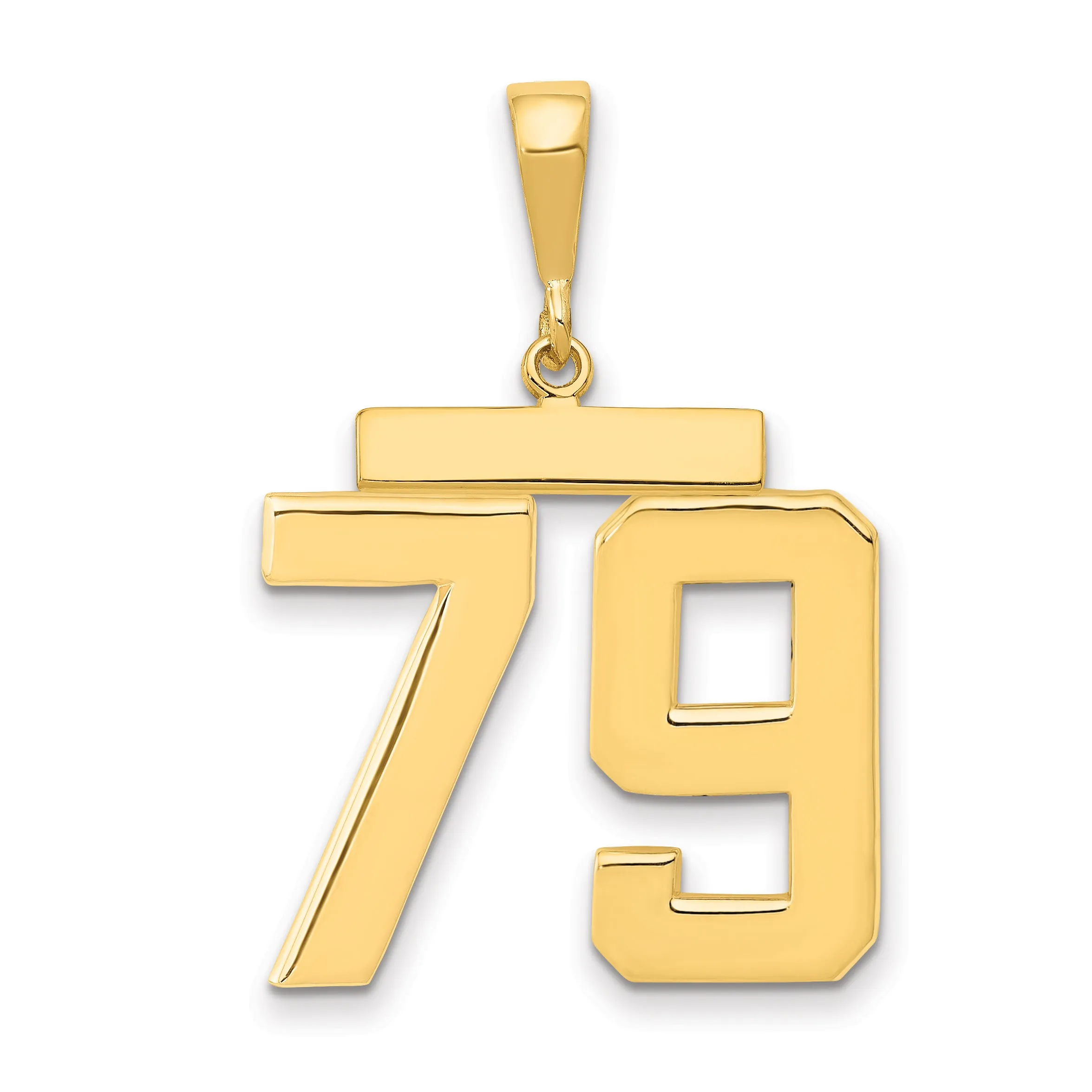 14K Gold Large Polished Number 79 Charm  Elegant Themed Pendant