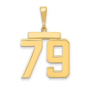 14K Gold Large Polished Number 79 Charm  Elegant Themed Pendant