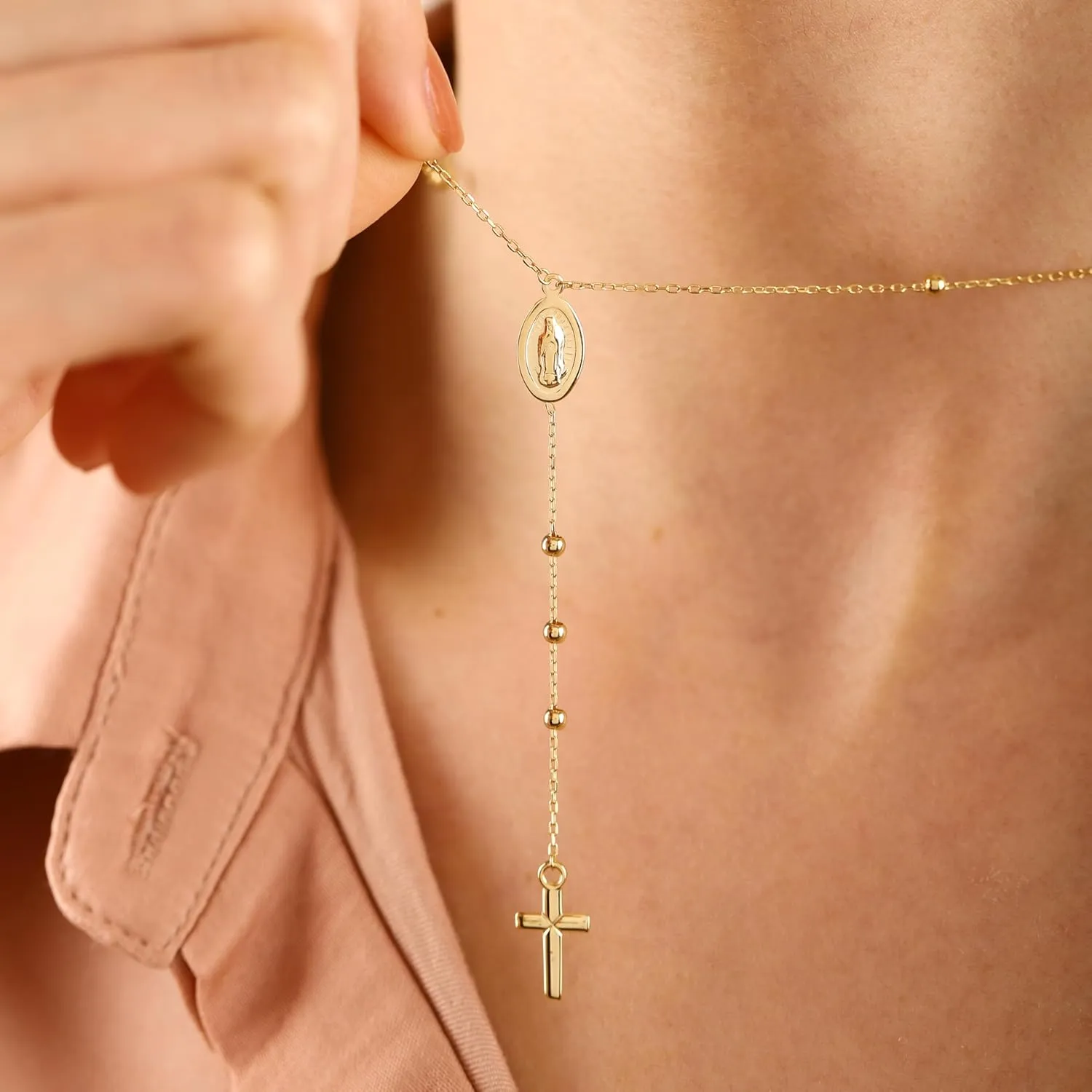 14K Gold Layered Cross Necklaces for Women,Tiny Small Sideways Cross Necklace Minimalist Christian Jewelry Gifts for Women Girls,2Pcs
