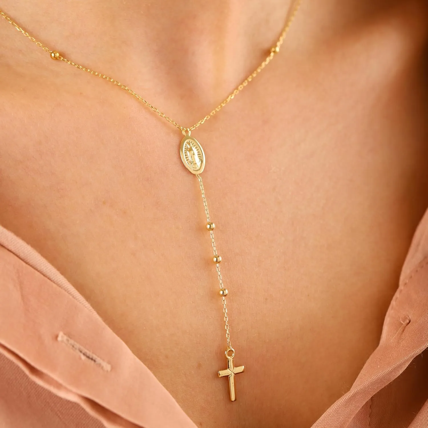 14K Gold Layered Cross Necklaces for Women,Tiny Small Sideways Cross Necklace Minimalist Christian Jewelry Gifts for Women Girls,2Pcs