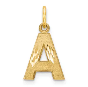 14K Gold Letter A Initial Charm with Diamond-Cut Texture Elegant Medium Size