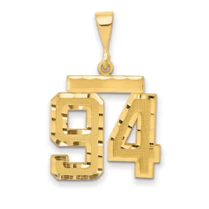 14K Gold Medium Diamond-Cut Number 94 Charm  Polished, Elegant Design
